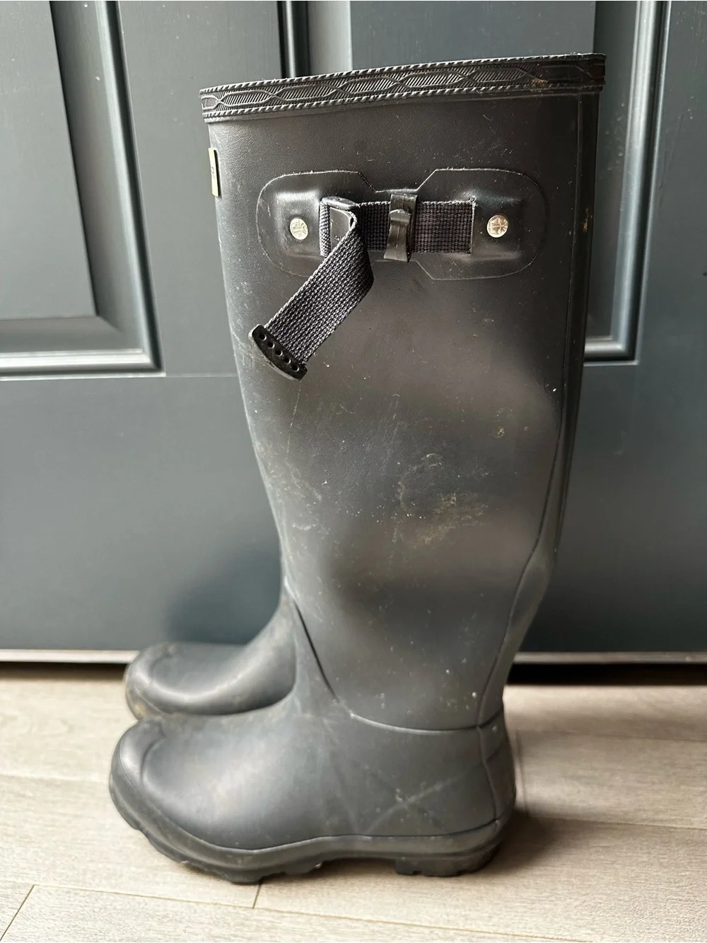 Women’s Hunter Blue Tall Waterproof Outdoor Side Buckle Rubber Boots Size 6